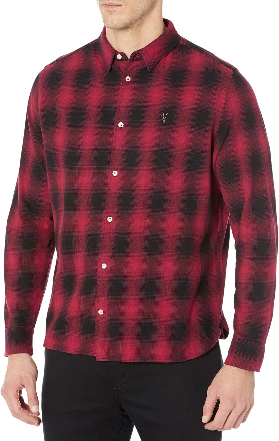 

Рубашка с длинным рукавом Hoboken AllSaints, цвет Black/Red