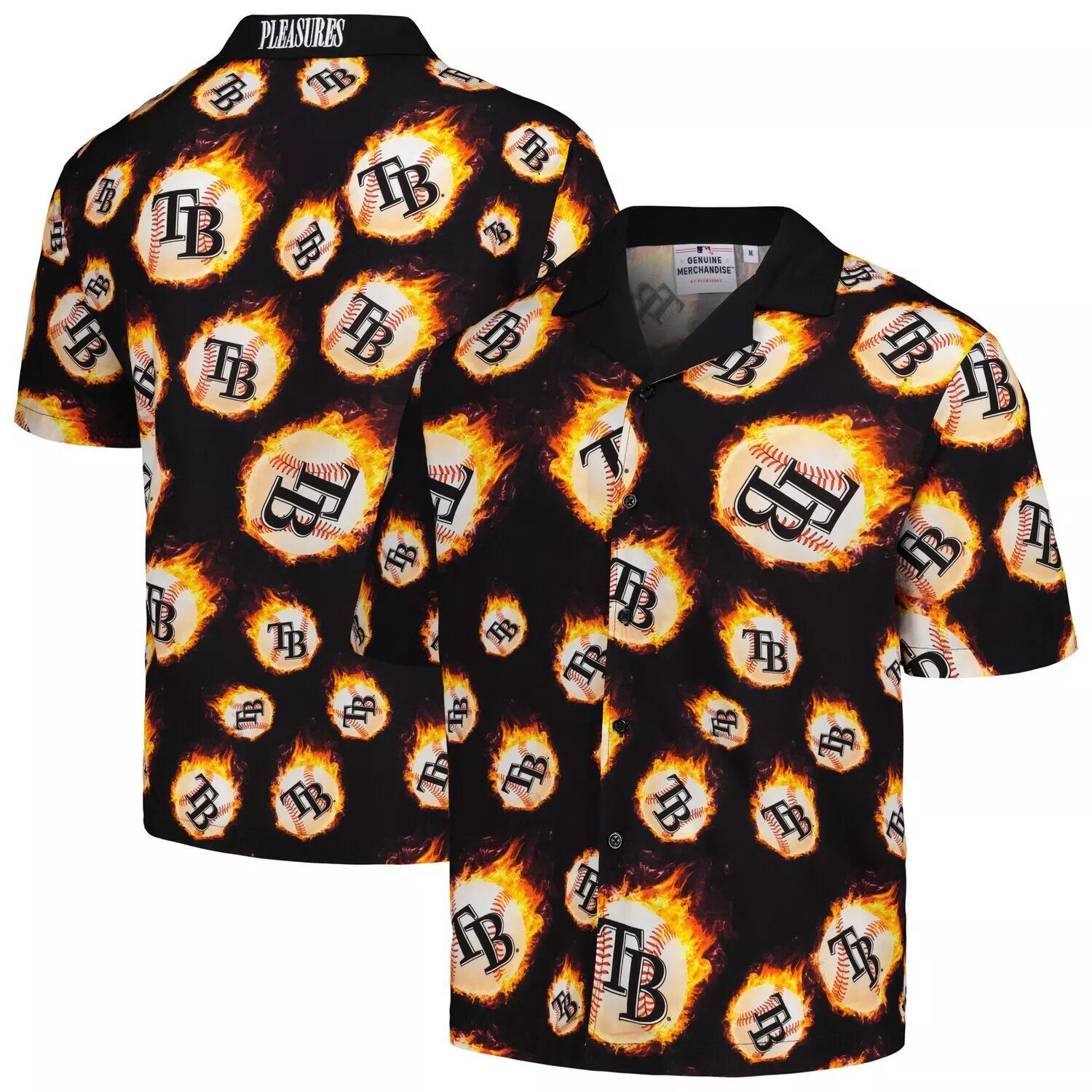

Мужская черная рубашка на пуговицах Tampa Bay Rays Flame Fireball
