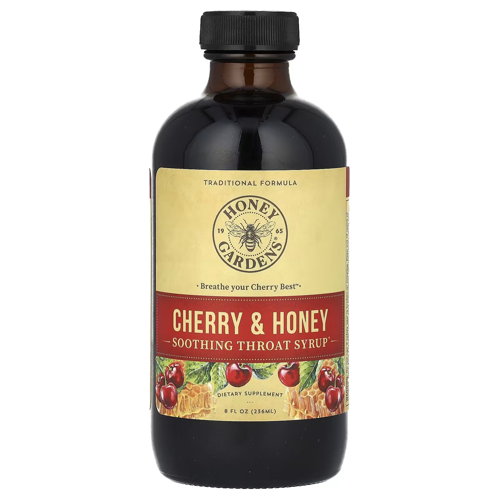 Сироп успокаивающий для горла Honey Gardens с вишней и медом, 236 мл кедрова мария яблочный уксус против 100 болезней