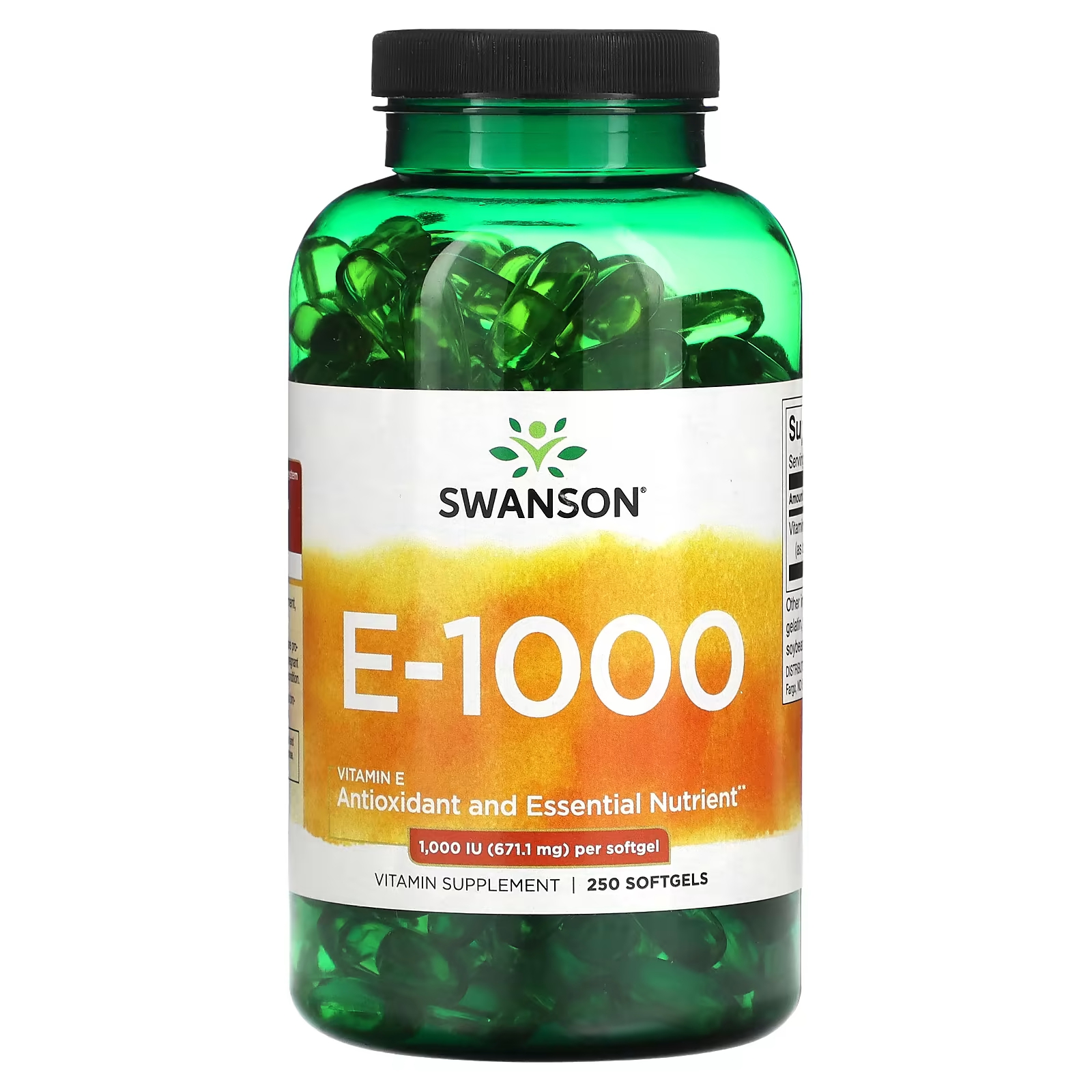 Витамин Е Swanson E - 1000 1000 МЕ 671.1 мг, 250 капсул витамин е 250 ме 100 капсул lamberts