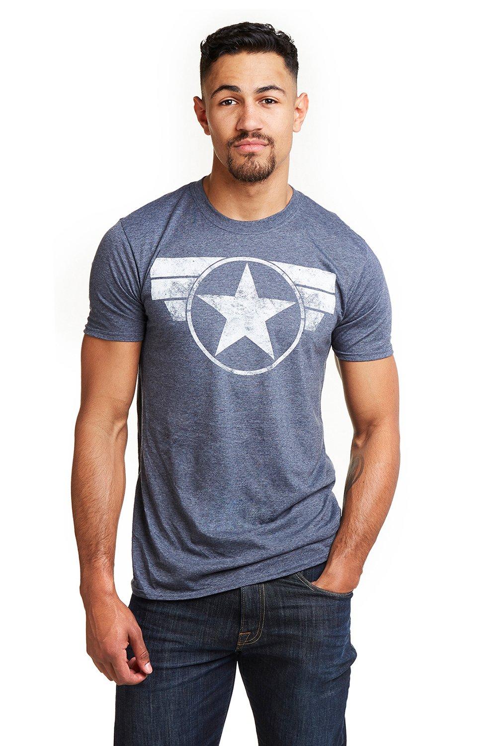 Хлопковая футболка с логотипом «Капитан Америка» Marvel, темно-синий хлопковая футболка с логотипом капитан америка marvel белый