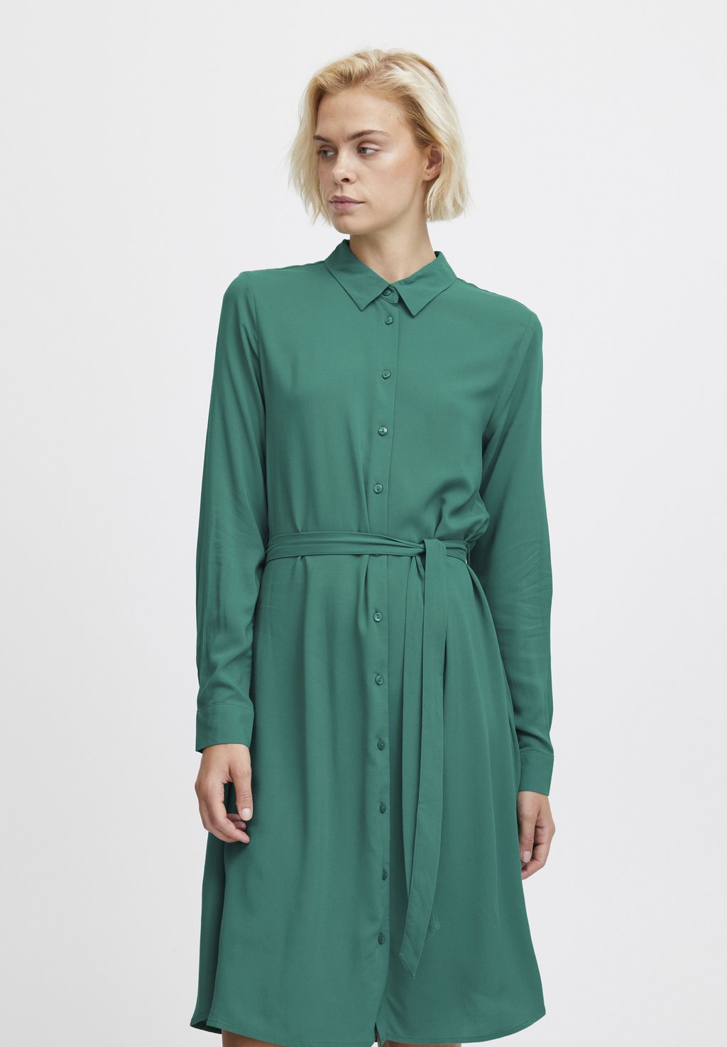 Платье-рубашка ICHI, бутылочно-зеленый