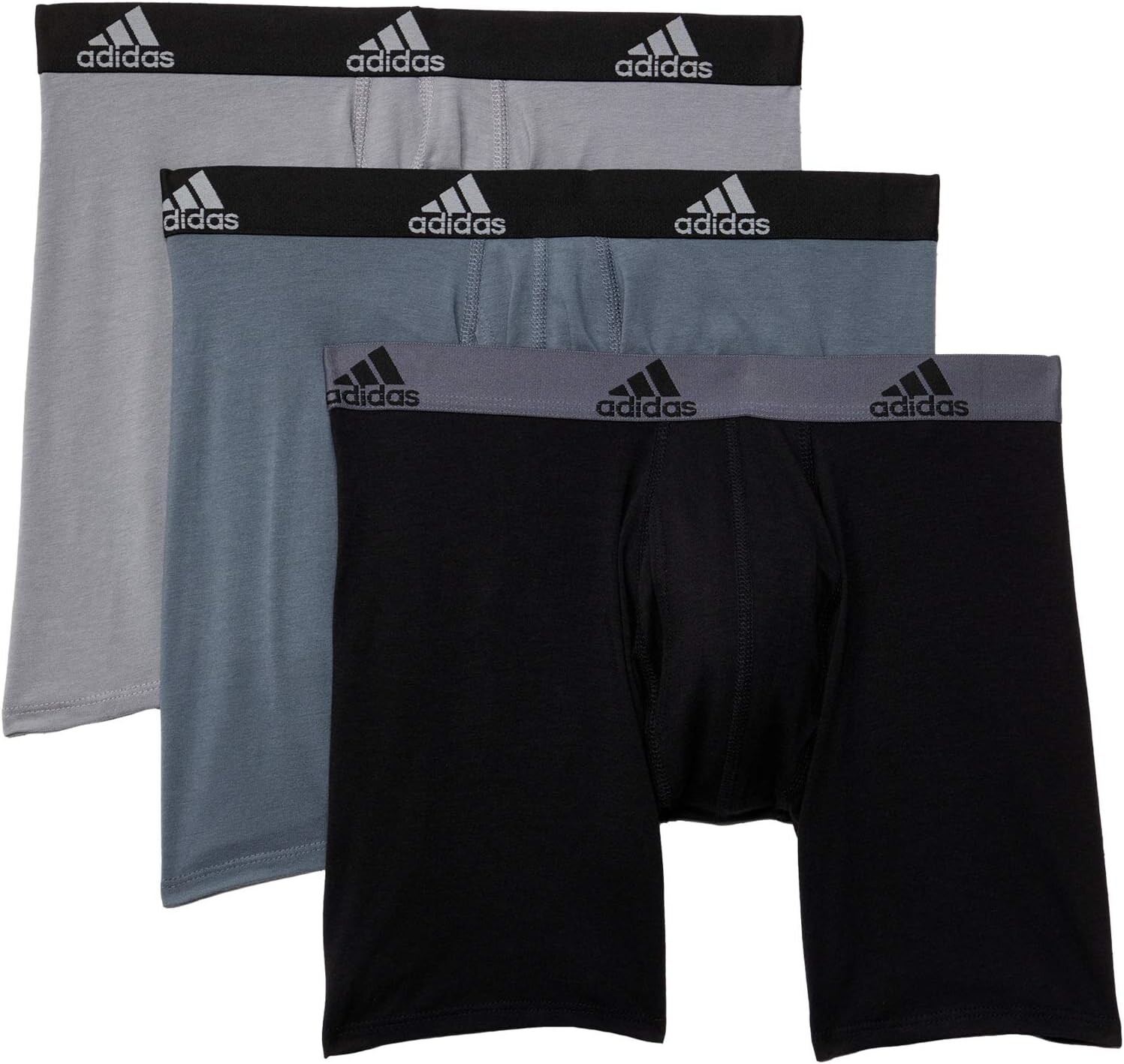 

Трусы-боксеры из эластичного хлопка, 3 шт. adidas, цвет Grey Onix/Black Black/Onix Grey/Black
