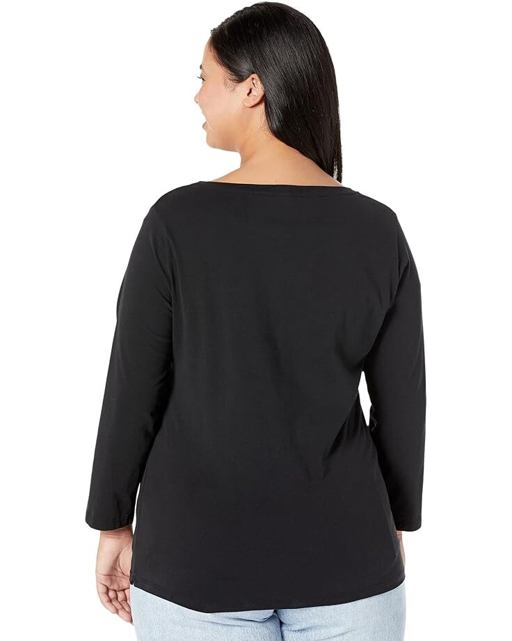 

Футболка Majestic Filatures Cotton Silk Touch Semi Relaxed 3/4 Sleeve Boatneck Tee, цвет Noir