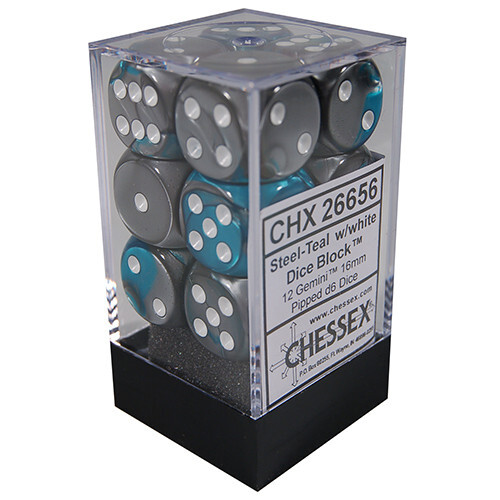 

Аксессуары Chessex Chessex 16mm d6 Set: Gemini Steel-Teal w/White (12)