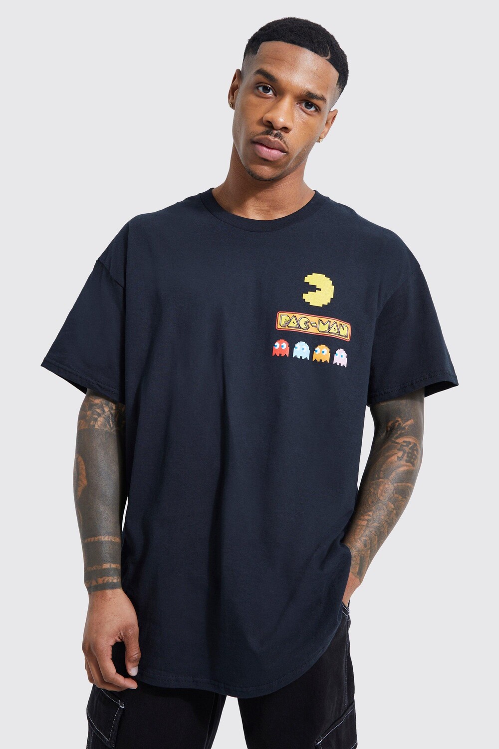 

Большая футболка с лицензией pacman Boohoo, черный