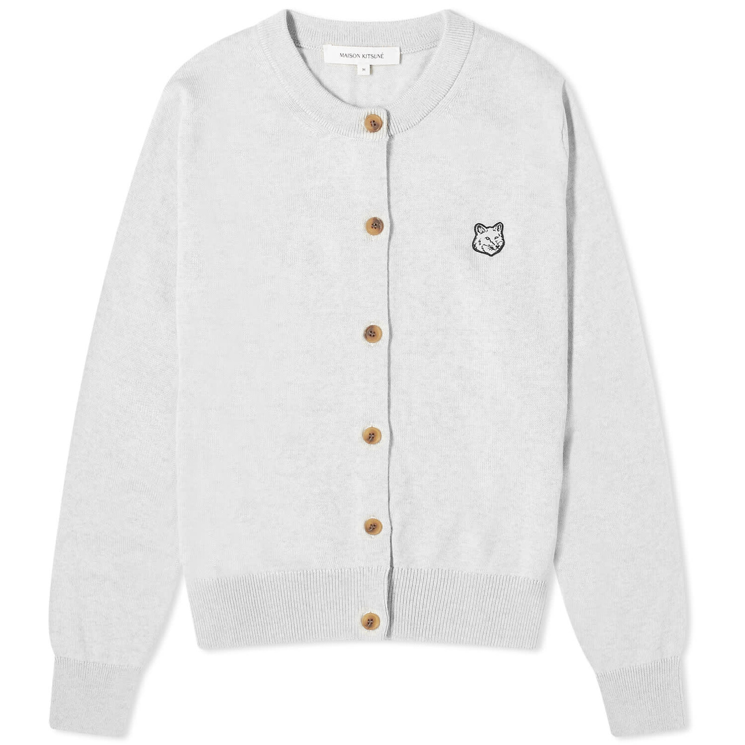 

Кардиган Maison Kitsune Fox Head Patch Regular, цвет Light Grey Melange