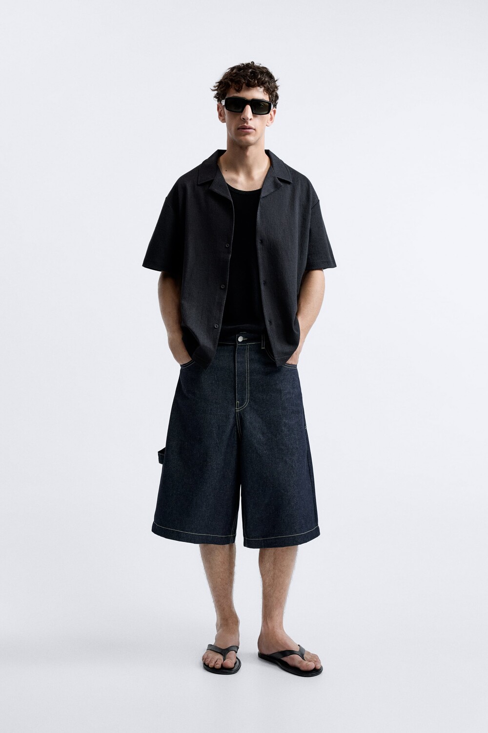 

Рубашка из жаккарда Zara, черный