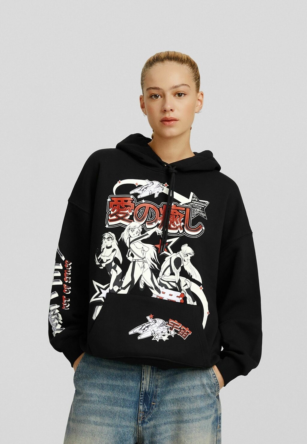 

Толстовка Printed Bershka, черный