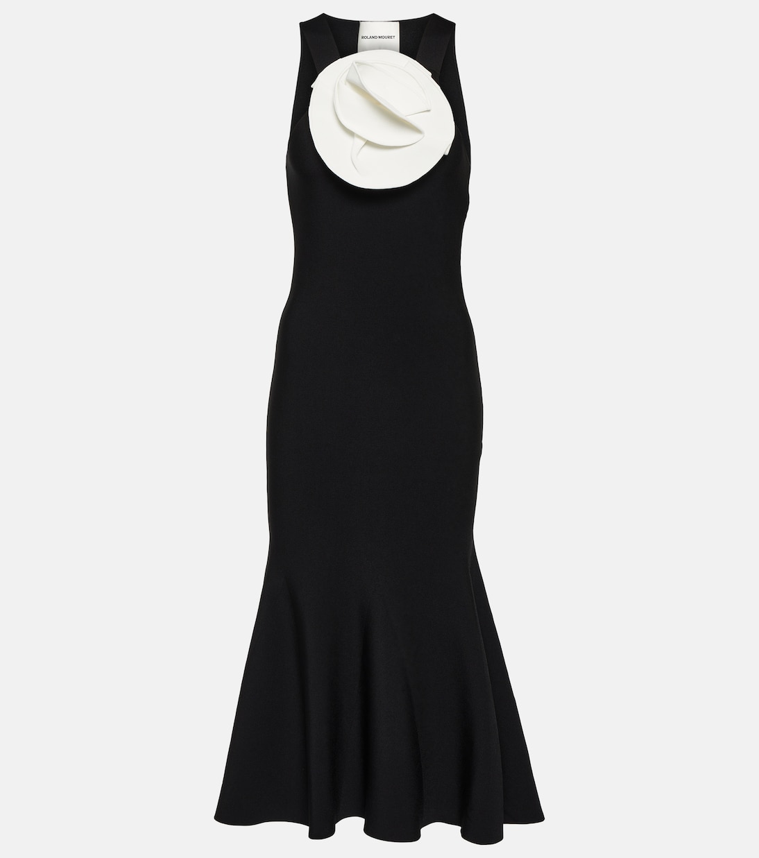 Платье миди с цветочной аппликацией Roland Mouret, черный фотографии