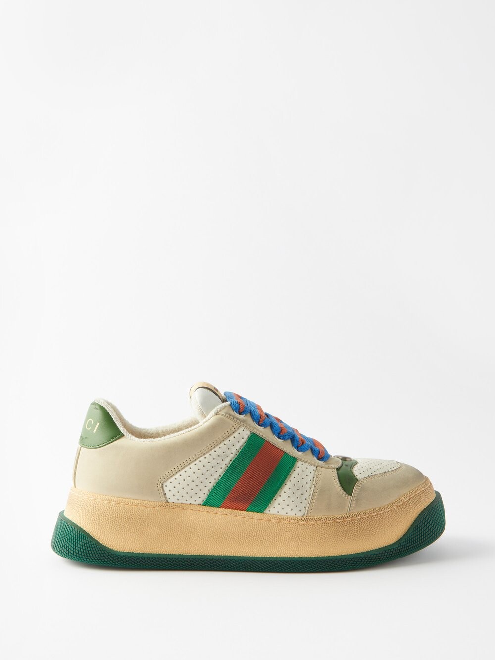 

Кожаные кроссовки screener с полосками web Gucci, бежевый