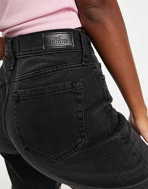 цена Черные джинсовые шорты с необработанным краем Hollister