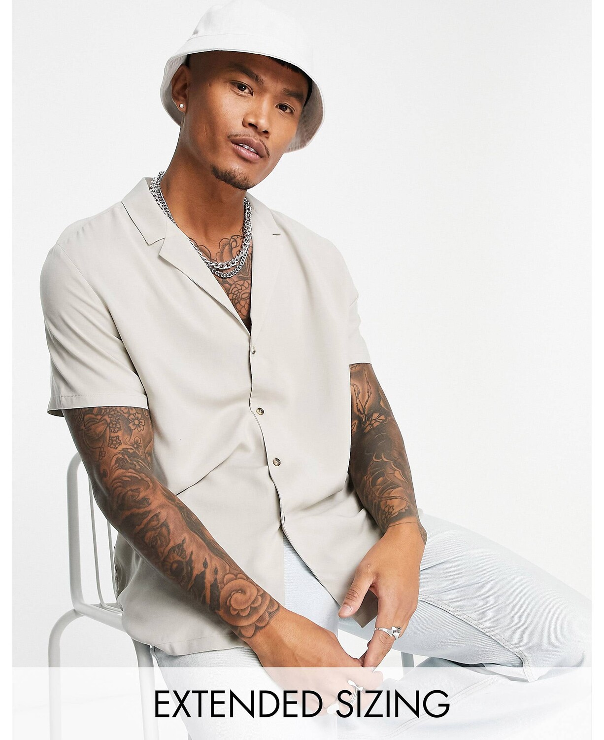 

Свободная рубашка из вискозы с эффектом камня ASOS DESIGN