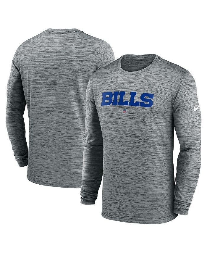 

Мужская футболка с длинным рукавом Heather Grey Buffalo Bills Sideline Team Velocity Performance Nike, серый