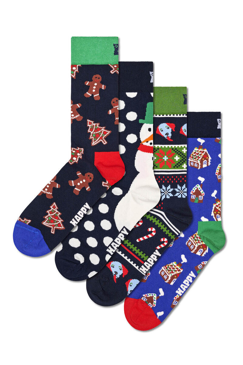 

Набор из четырех пар носков с рождественскими мотивами. Happy Socks, синий