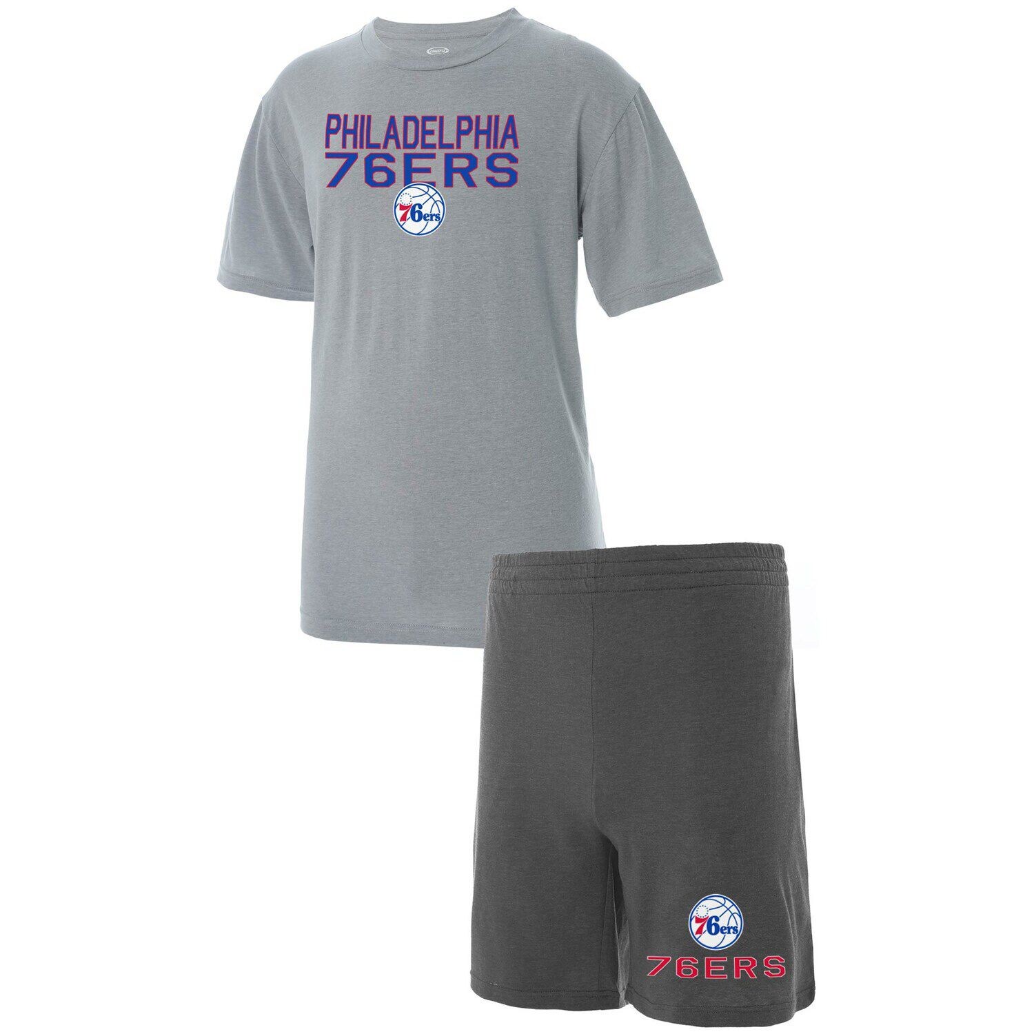 

Мужской комплект для сна с футболкой и шортами Concepts Sport Grey/Heared Charcoal Philadelphia 76ers