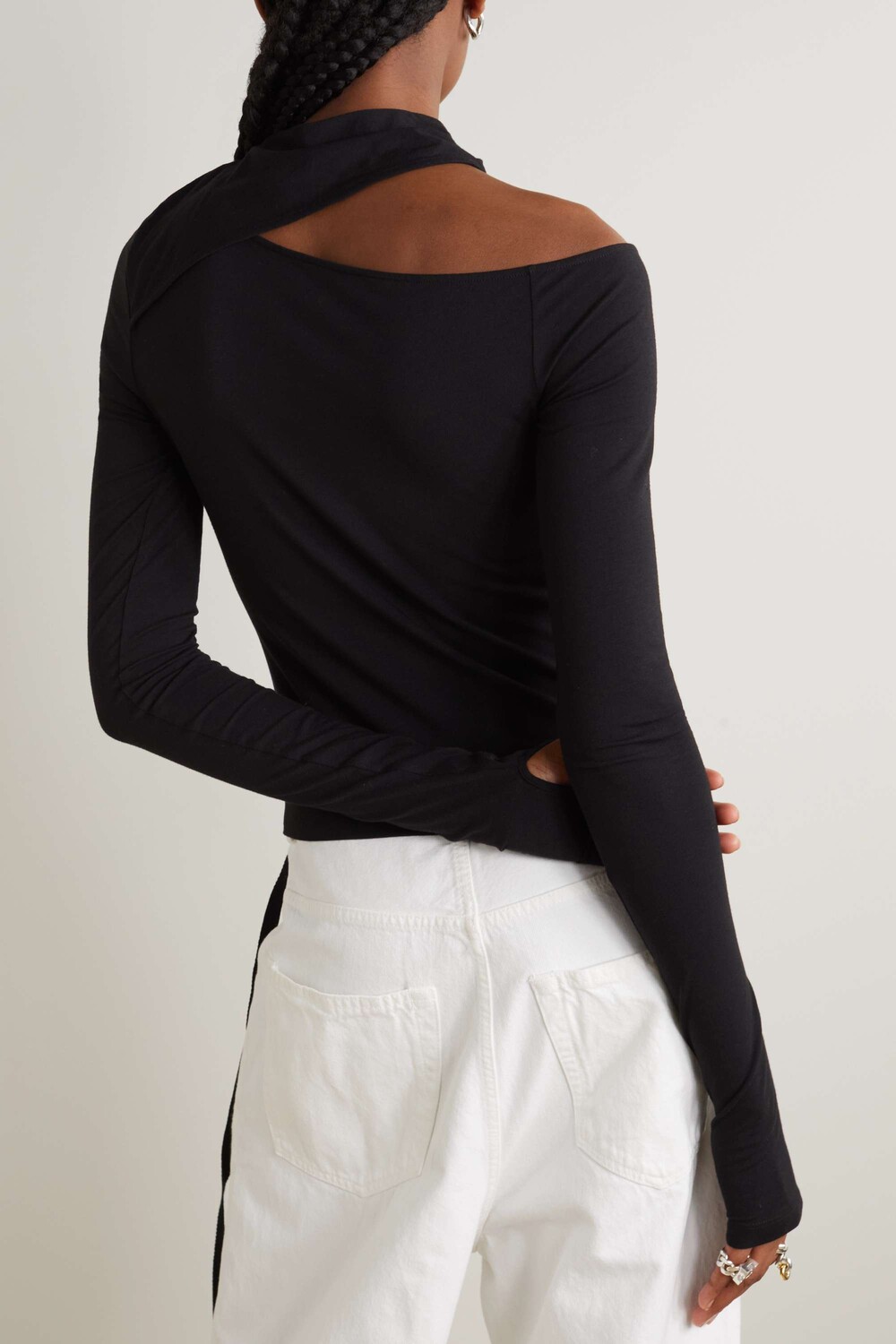 

HELMUT LANG топ из эластичного джерси с разрезами, черный