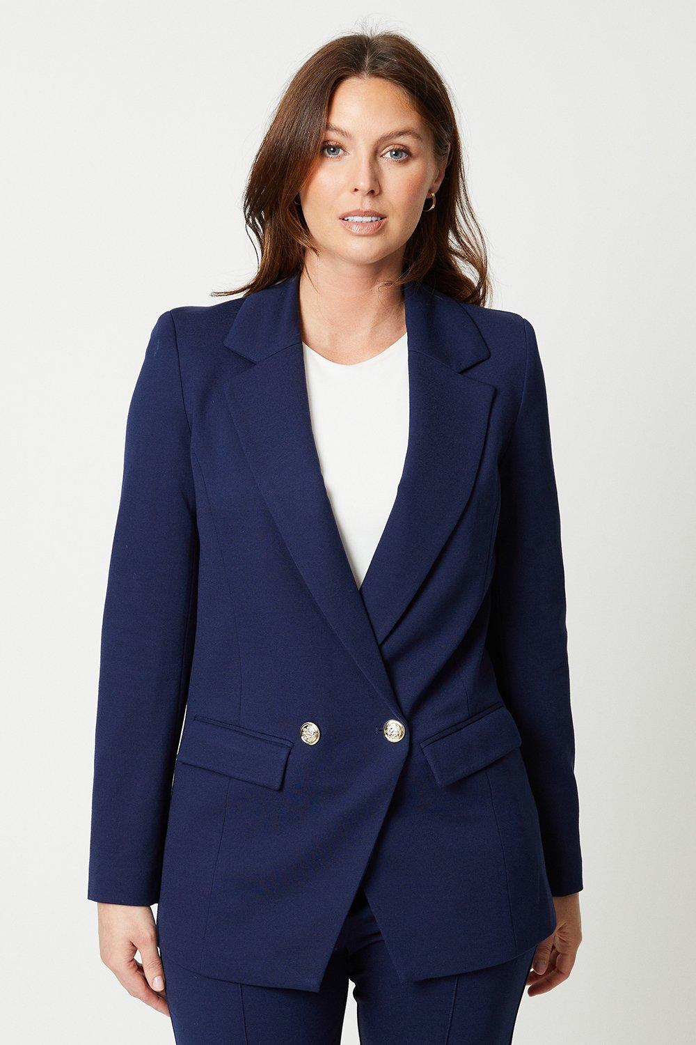 Двубортный пиджак премиум-класса с понте Wallis, темно-синий