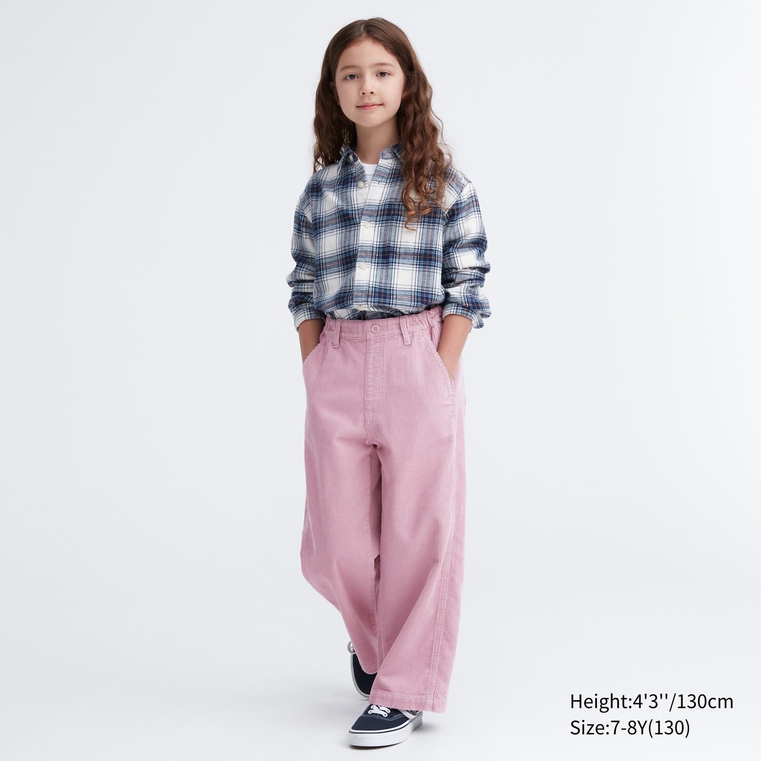 

Детские вельветовые широкие прямые брюки Uniqlo, розовый