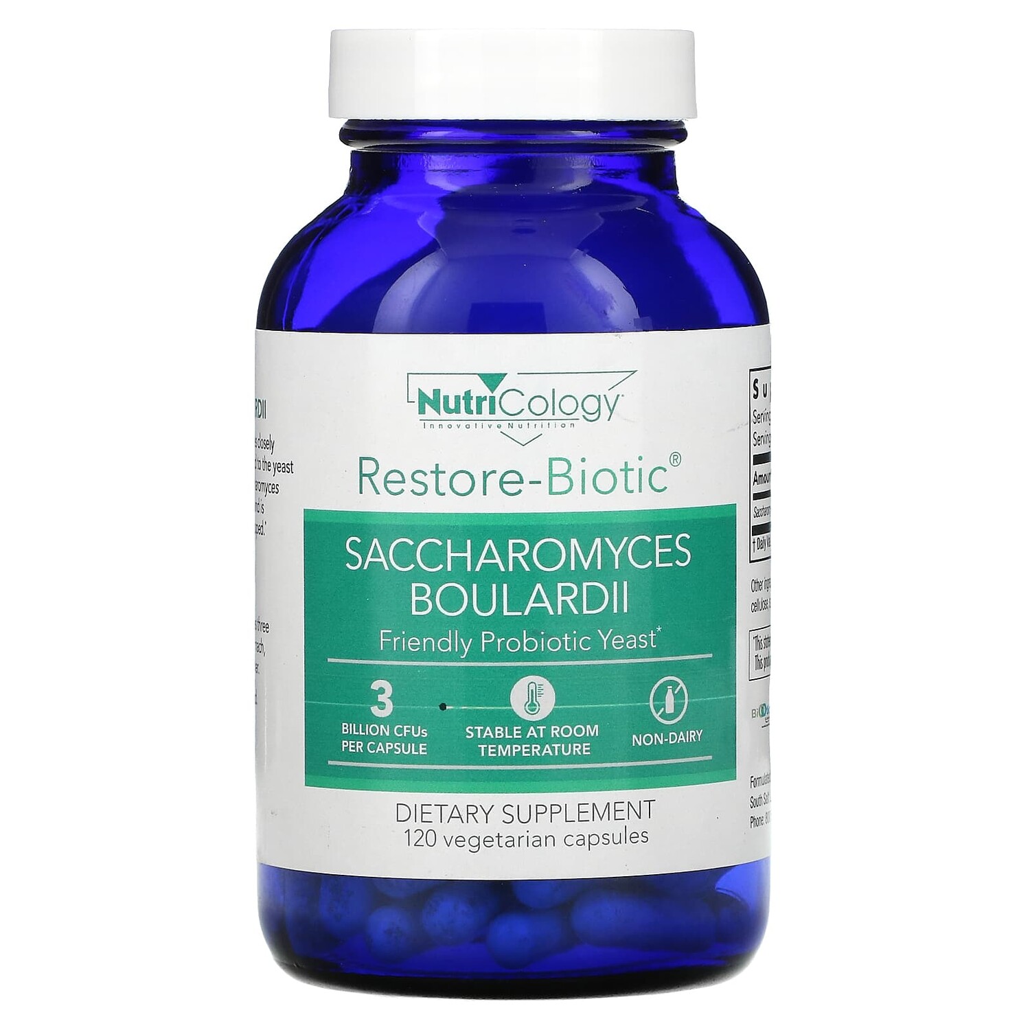 

Restore-Biotic, сахаромицеты Буларди, 120 вегетарианских капсул, Nutricology