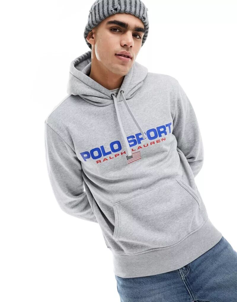 

Худи серого цвета с логотипом Polo Ralph Lauren Sport Capsule