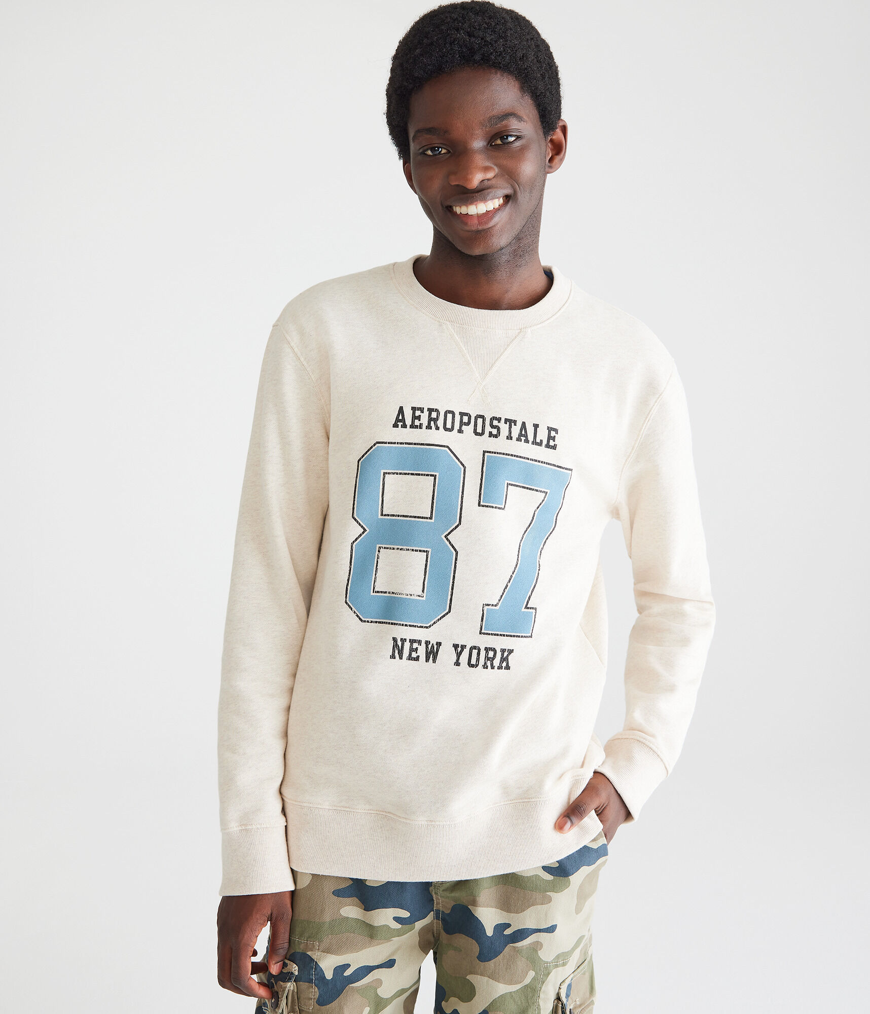 

Потертый свитшот 87 New York Crew Aeropostale, белый