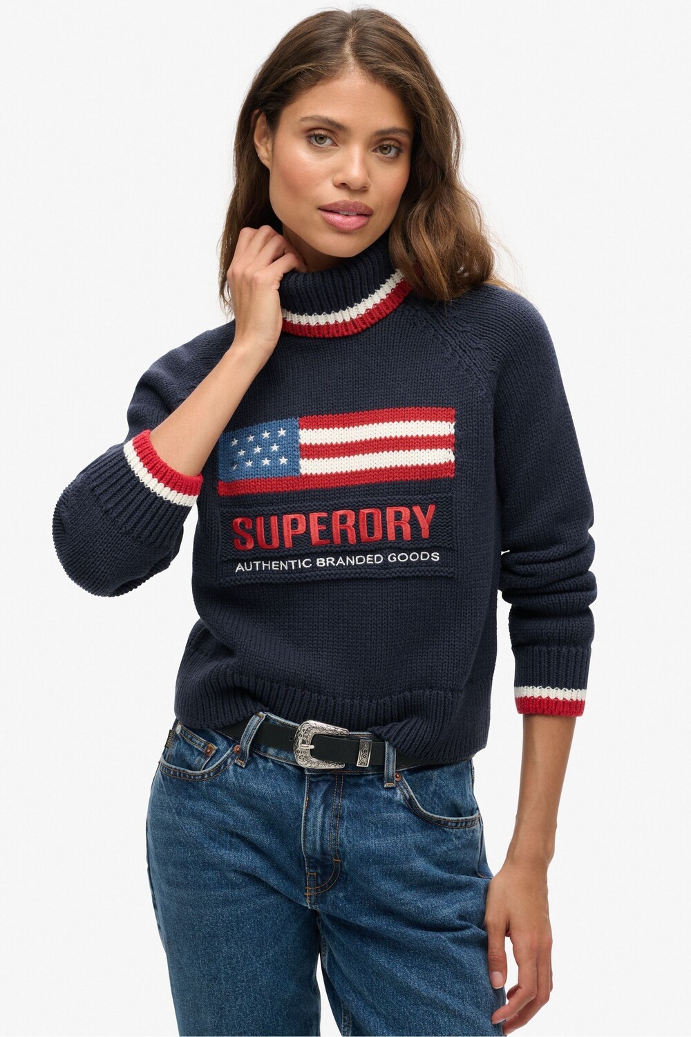 

Американский джемпер с воротником стойкой Superdry, синий