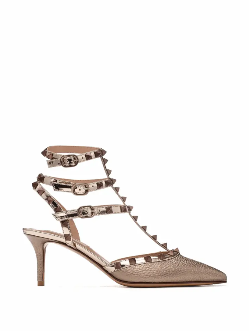 

Кожаные слингбэки Rockstud Valentino Garavani, золотистый