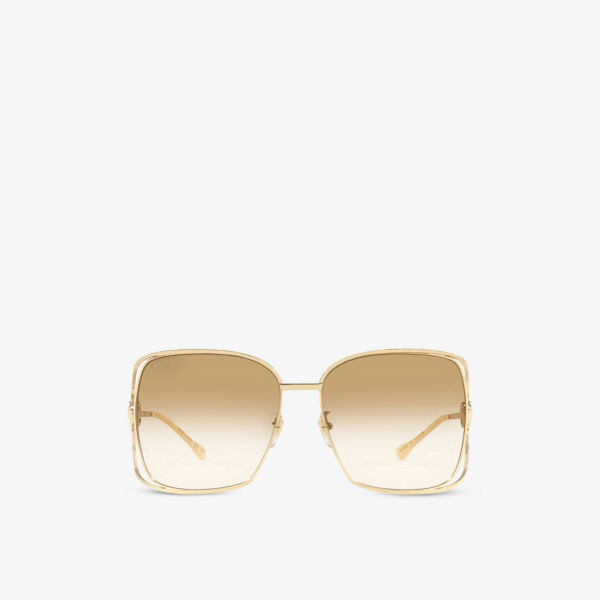

Солнцезащитные очки gg1020s в металлической квадратной оправе Gucci, желтый