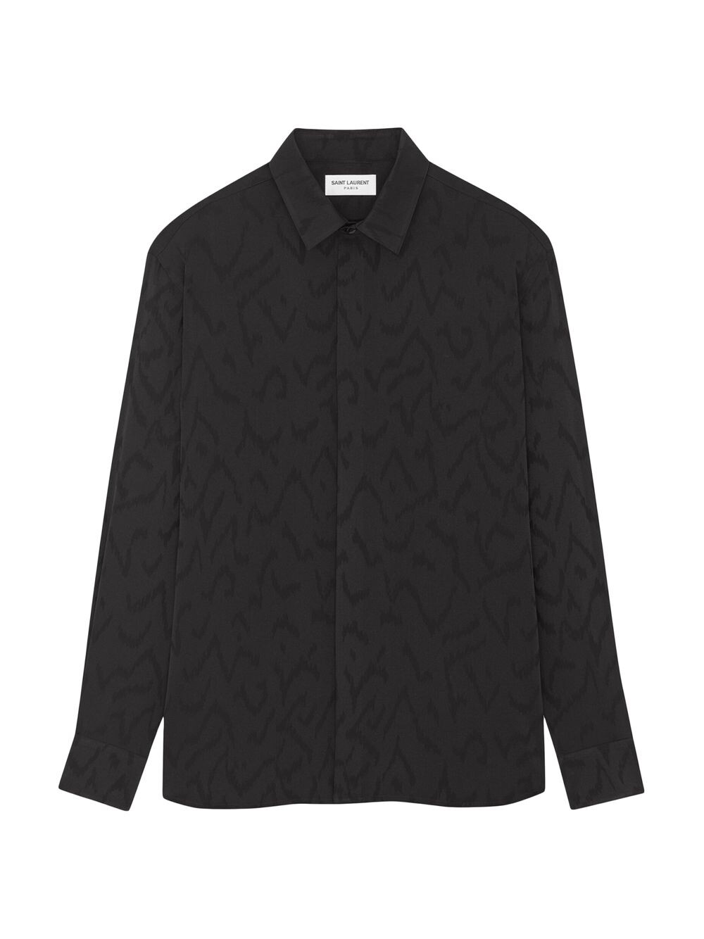 

Классическая рубашка Yves Collar из матового и блестящего шелка Saint Laurent, нуарный