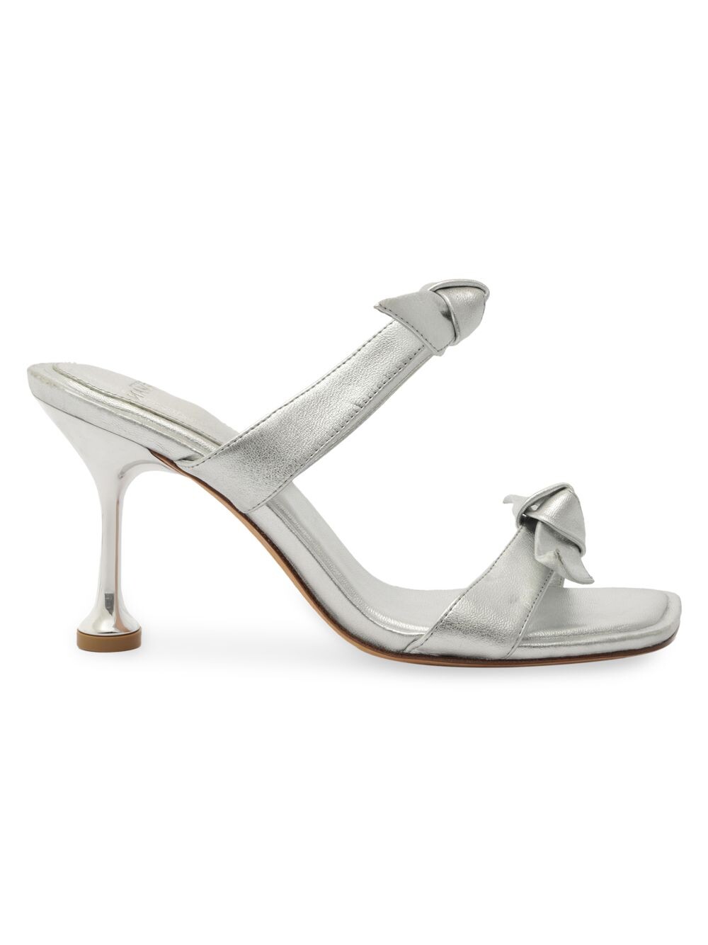 

Квадратные расклешенные кожаные сандалии Clarita 85MM Alexandre Birman, серебряный