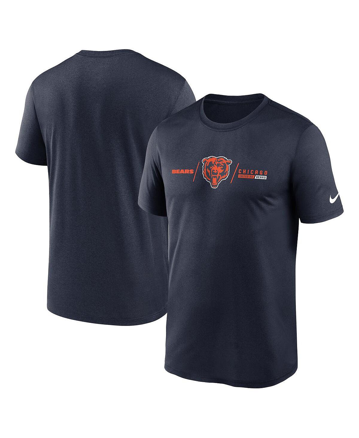цена Мужская темно-синяя футболка Chicago Bears Horizontal Lockup Legend Performance Nike