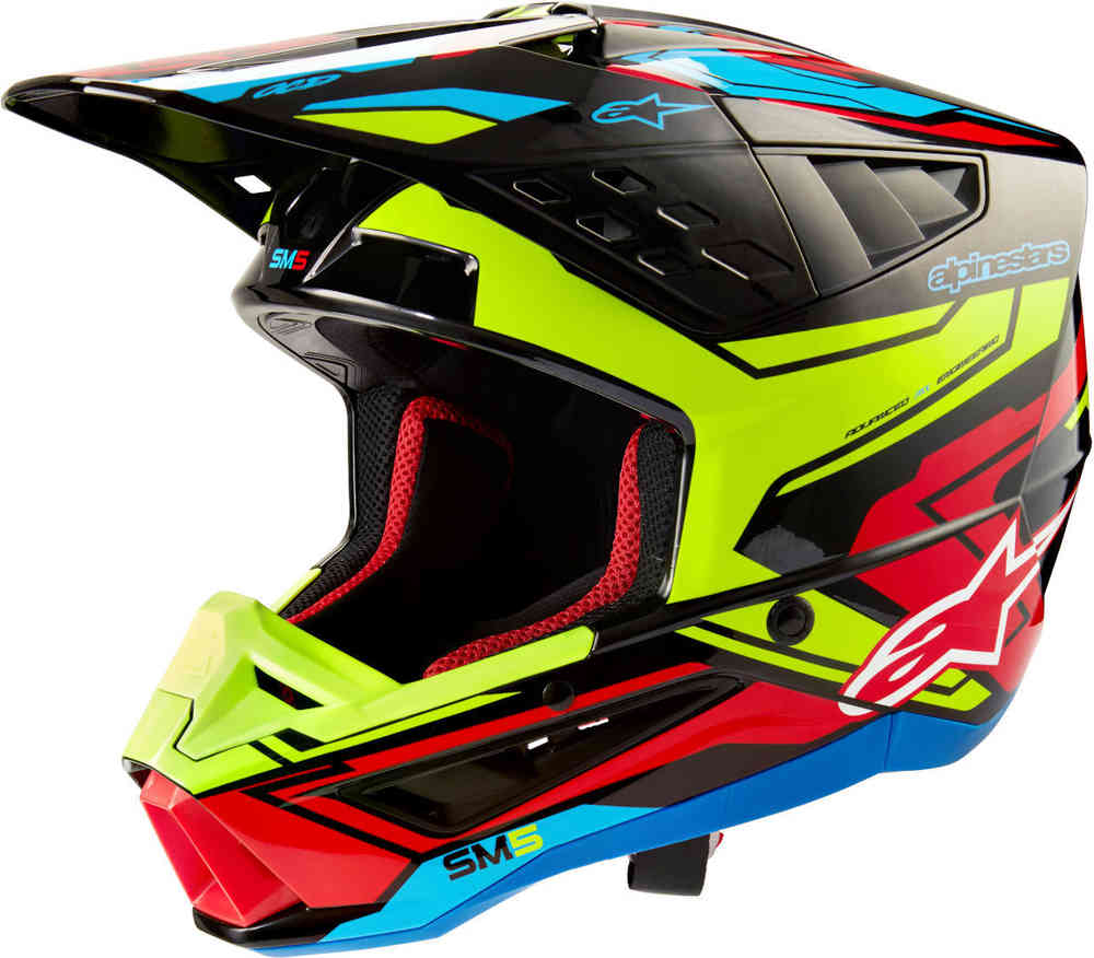 S-M5 Action 2 2024 Шлем для мотокросса Alpinestars, черный/желтый/красный