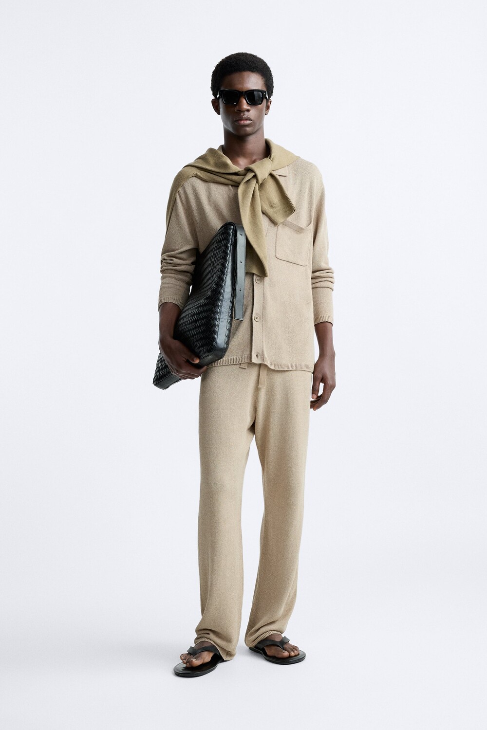 

Лен - хлопковый кардиган Zara, верблюд, Серый