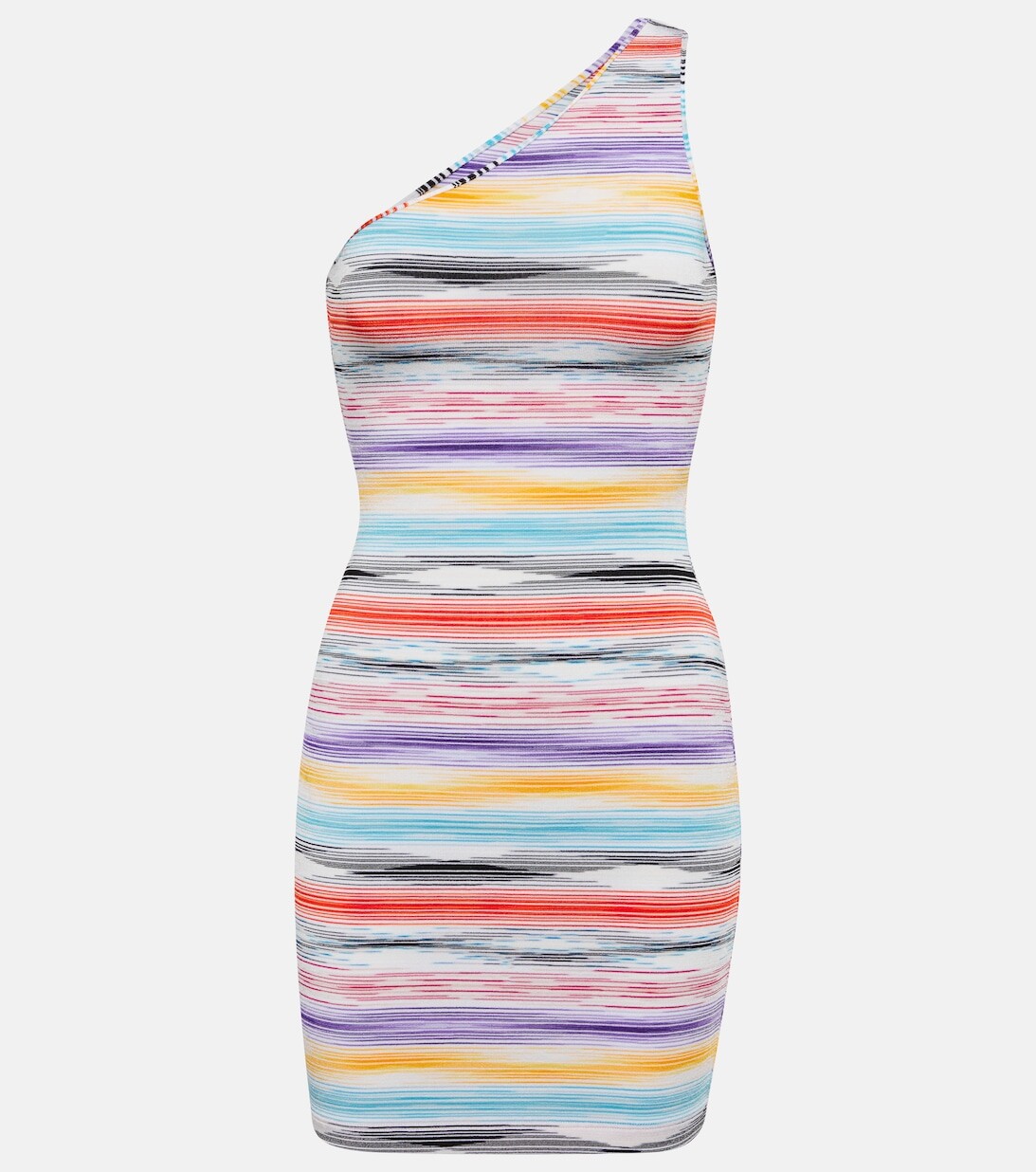 

Трикотажное мини-платье в полоску на одно плечо Missoni, разноцветный