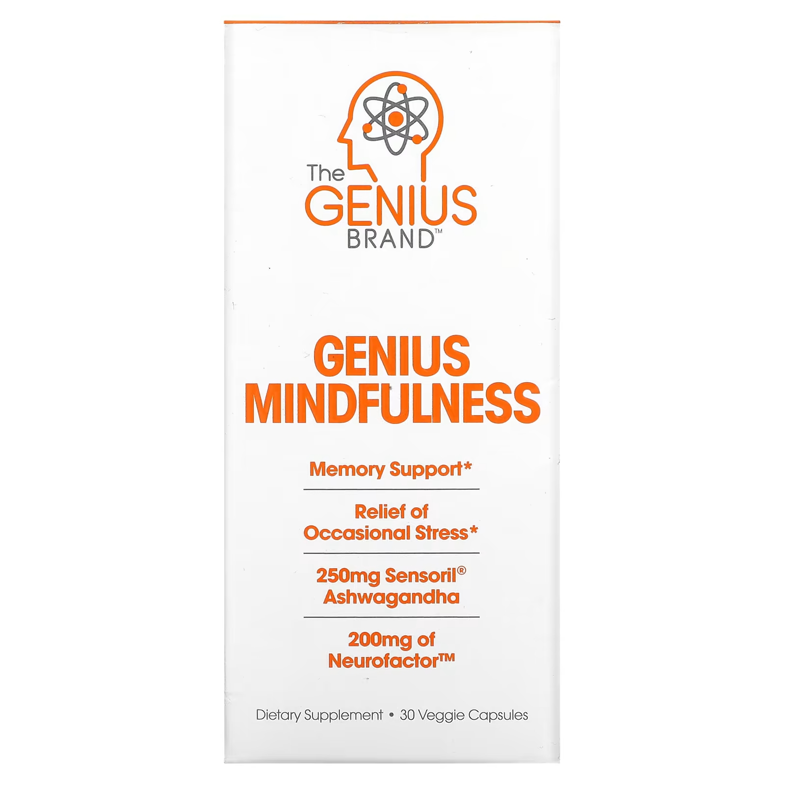 Пищевая добавка The Genius Brand Genius Mindfullness для памяти, 30 капсул