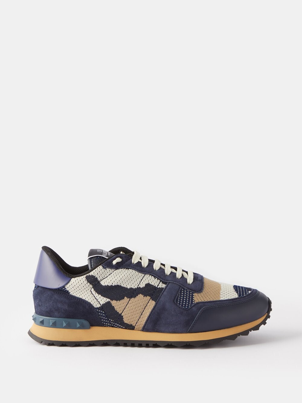 

Кроссовки rockrunner из камуфляжной ткани и замши Valentino Garavani, синий