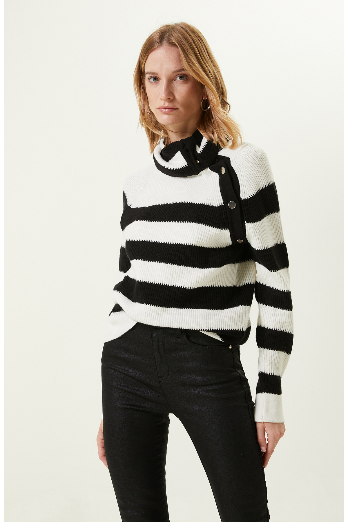 Трикотажный свитер в черно-белую полоску Network, черный