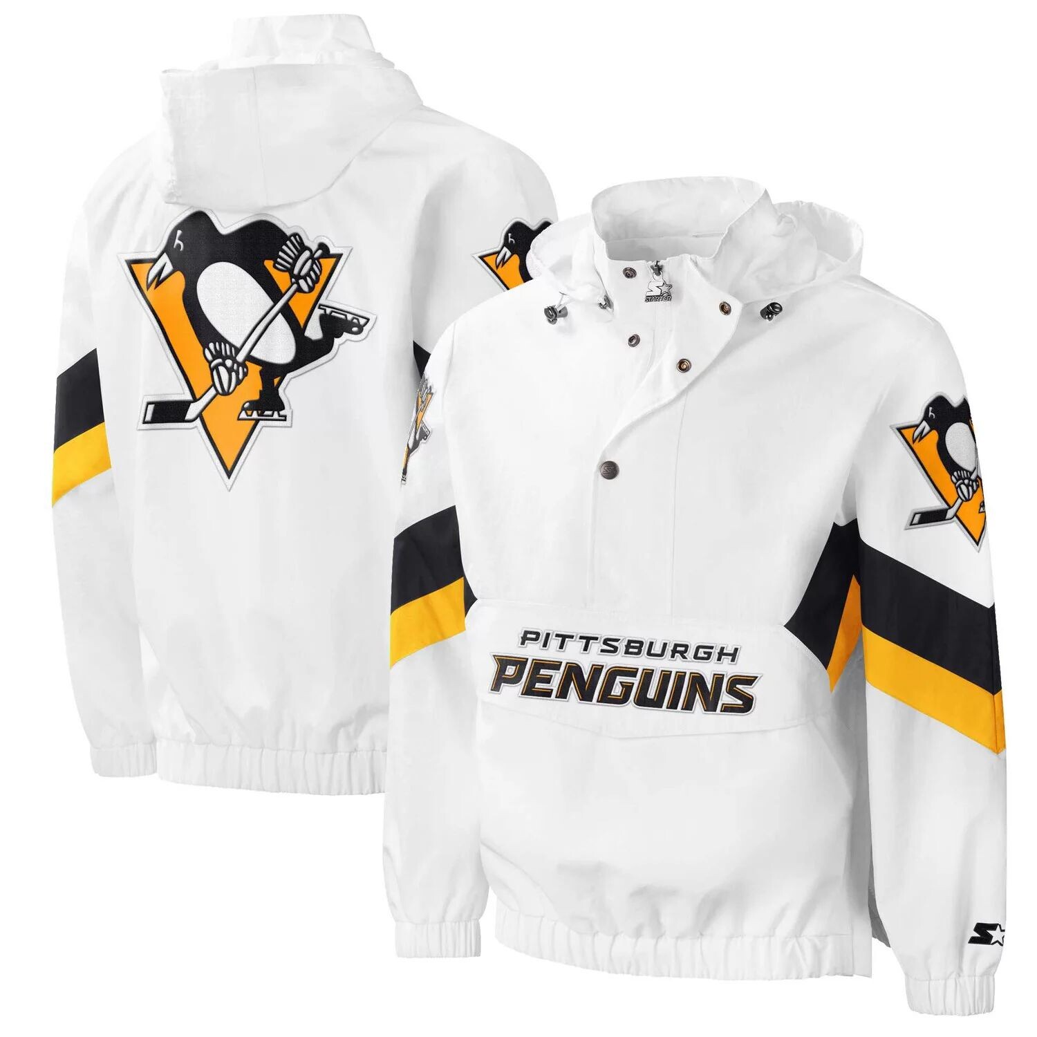 

Мужская белая ветровка с капюшоном Pittsburgh Penguins Enforcer с молнией до половины Starter