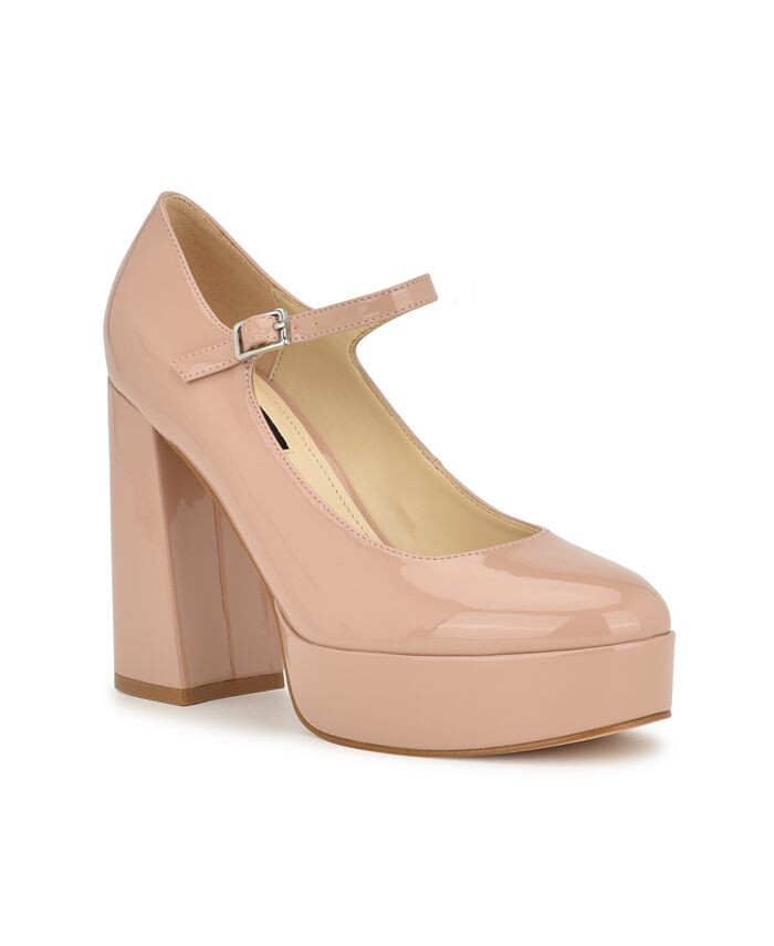 

Женские туфли-лодочки с круглым носком на блочном каблуке Pretz Nine West, тан/бежевый