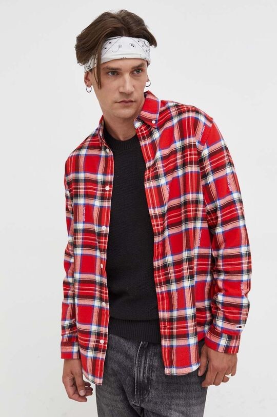 

Хлопковая рубашка Tommy Jeans, красный