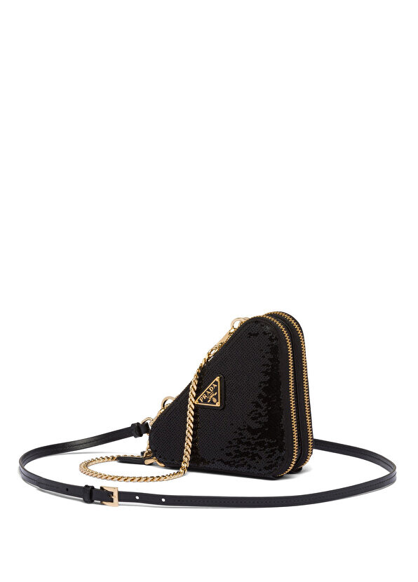 

Мини-портфель для рук с блестками Prada