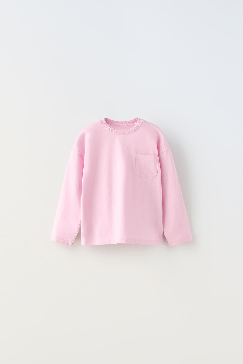 Одная футболка с карманом ZARA, розовый