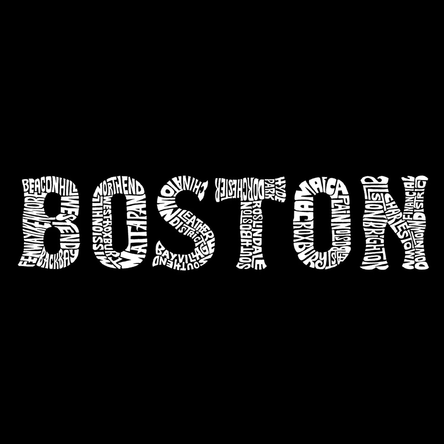 BOSTON NEIGHBORHOODS — мужская футболка с длинным рукавом с надписью Word Art LA Pop Art мужская футболка с надписью reglan и надписью neighborhoods in new york city la pop art черный