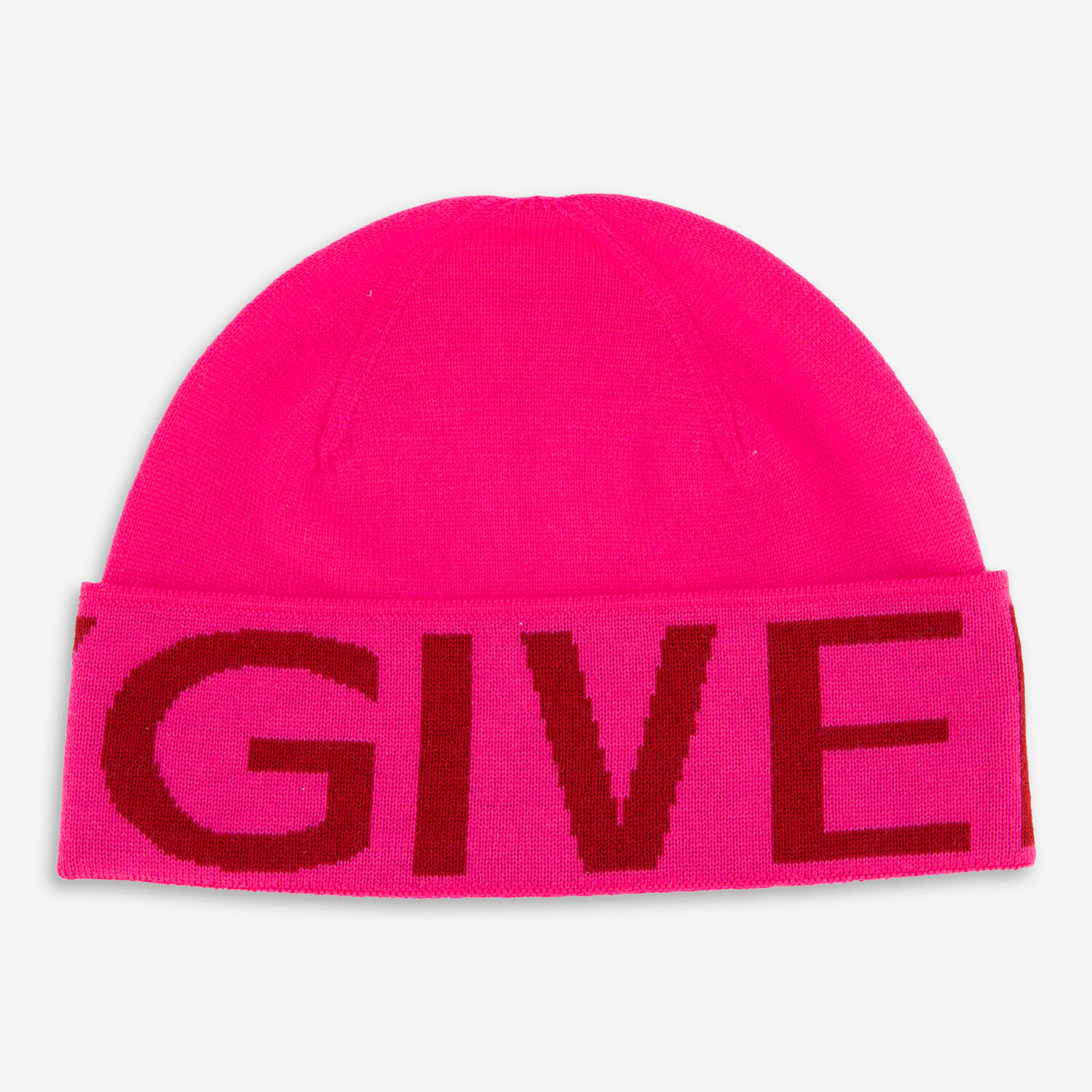 Розовая шерстяная шапка с красным логотипом Givenchy