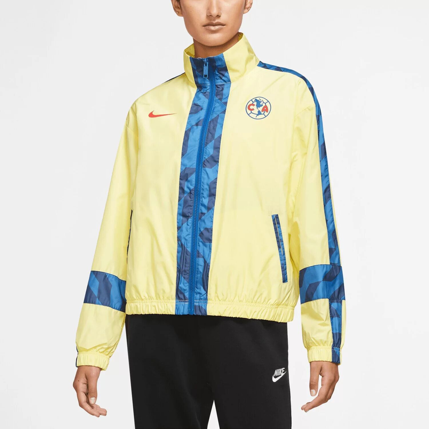 

Женская желтая куртка с молнией во всю длину Nike Club America Essential Nike, Желтый