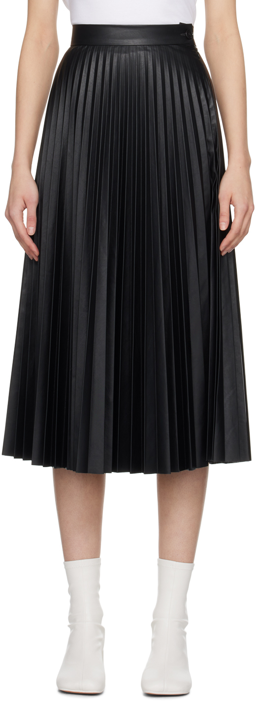 цена Черная юбка-миди со складками Mm6 Maison Margiela, цвет Black