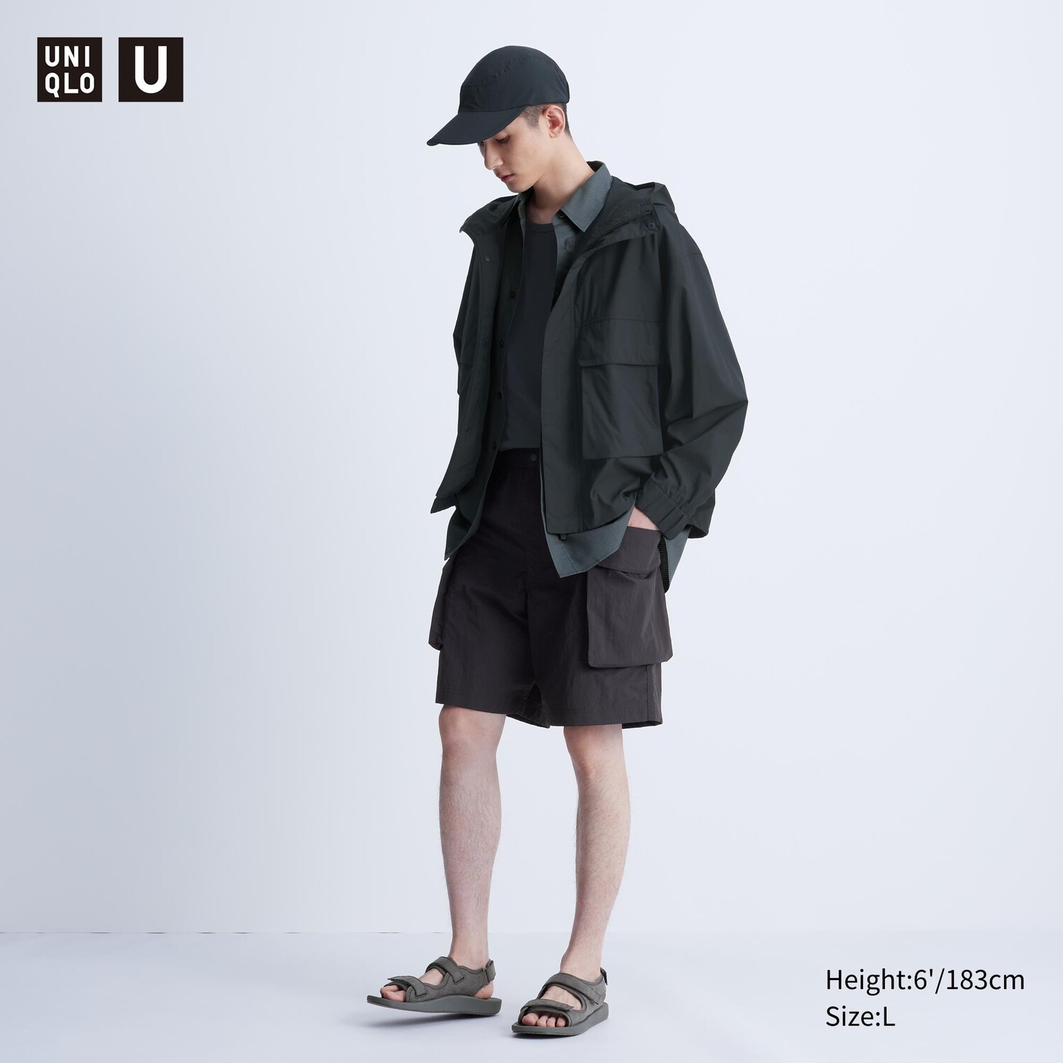 

Шорты-карго на шнурке UNIQLO, черный