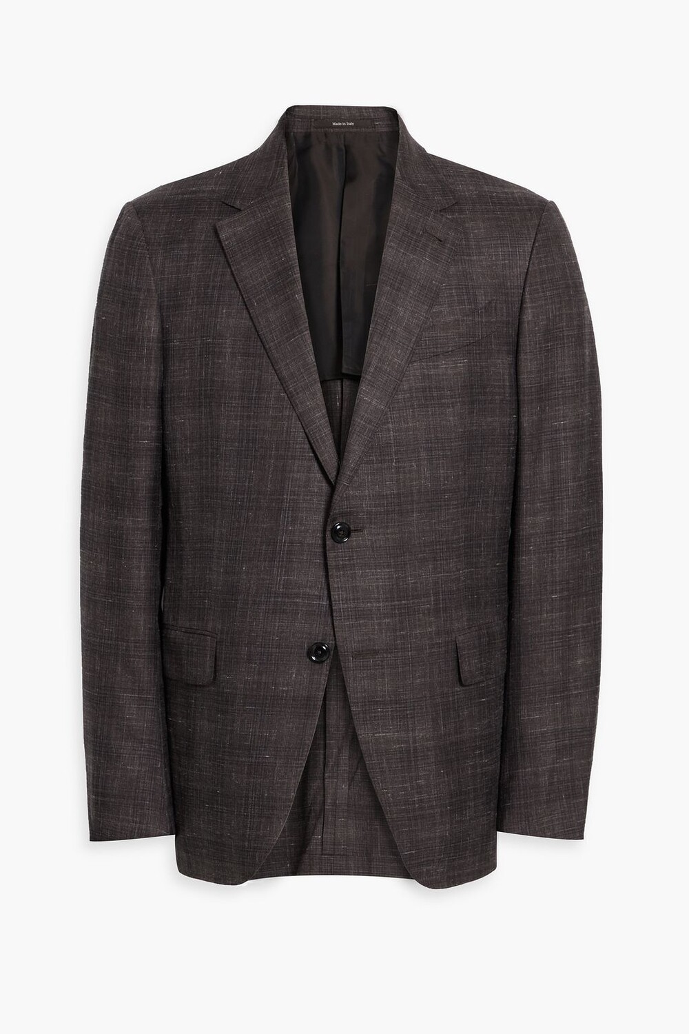 

Блейзер облегающего кроя из меланжевого кашемира, льна и шелка ZEGNA, шоколад