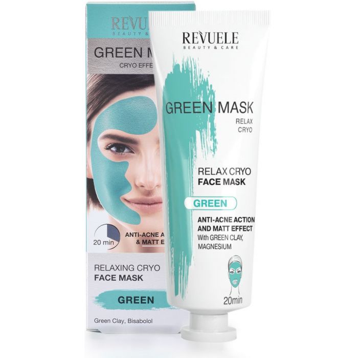 Маска для лица Mascarilla Facial Anti Acné Green Efecto Cryo Revuele, 80 ml крем bioaqua женский для лечения кожи лица против прыщей и прыщей 30 г